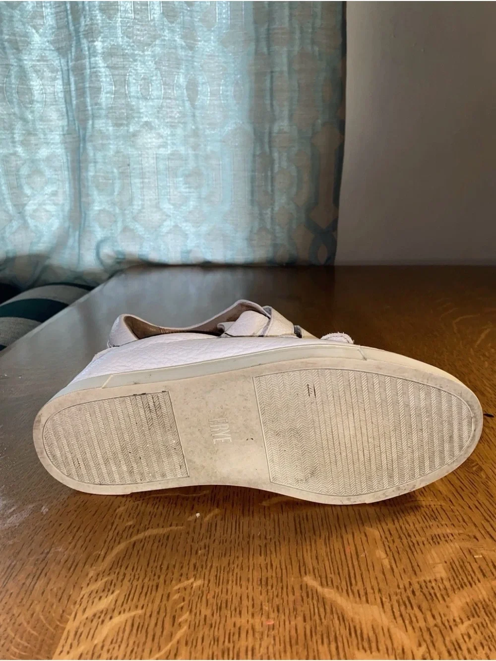 Frye White Leather Velcro Strap Sneakers
